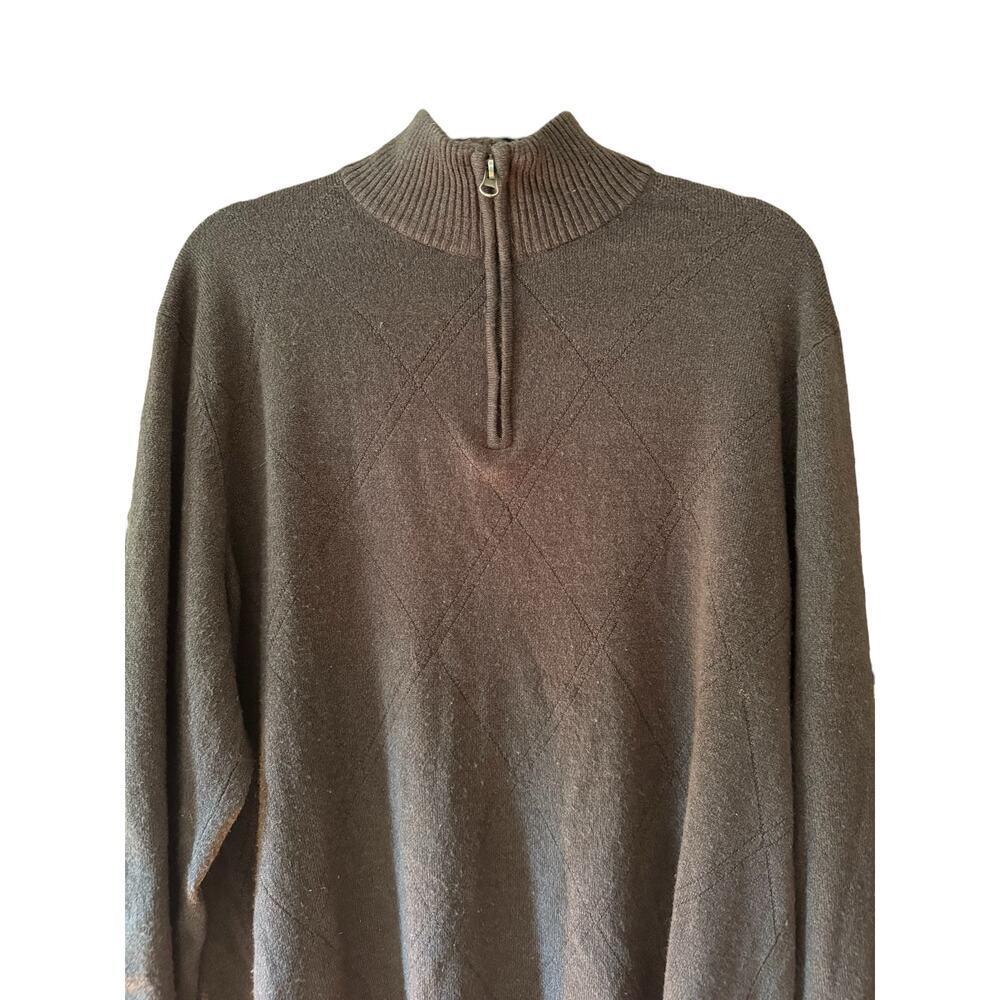 Dockers Men’s XL Quarter Zip Sweater Knit Pullover Mock Neck Long Sleeve Brown - Picture 5 of 8